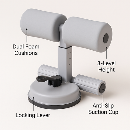 Sit-Up Assistant for Home Fitness with Suction Fixation